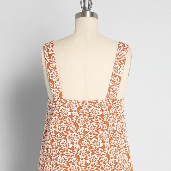 ModCloth Ready, Rosette, Go! Tank Top & A-Line Skirt Set in Orange Floral (S) - Picture 3 of 10